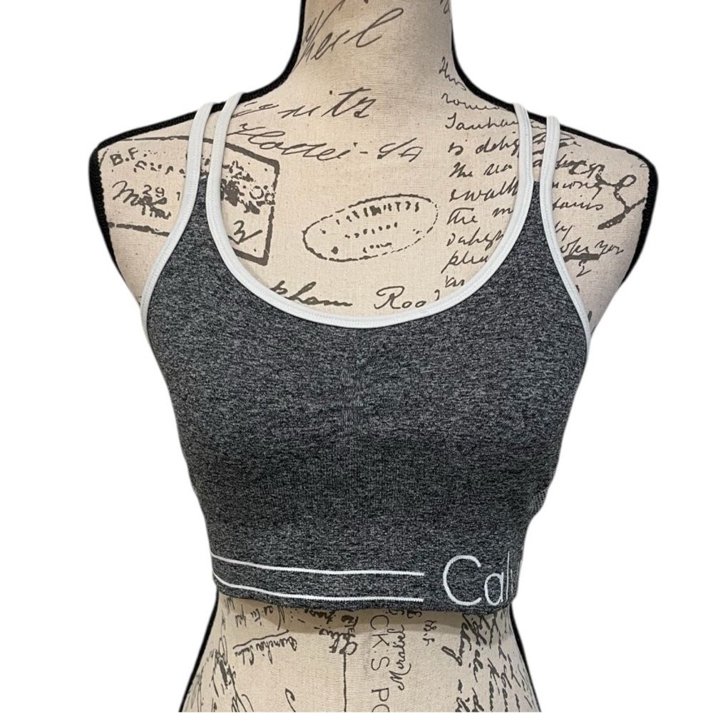 Calvin Klein Performance Gray Strappy Sports Bra Medium